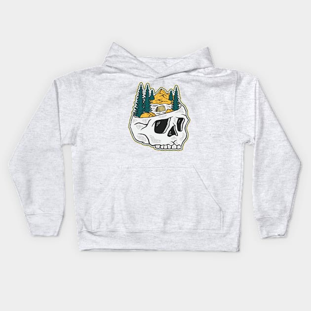 CAMPING SKULL MONTAIN Kids Hoodie by KING SAMBO